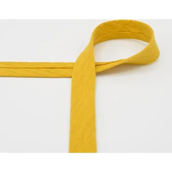 Šikmý proužek mušelínový, zažehlený, žlutý, 20mm