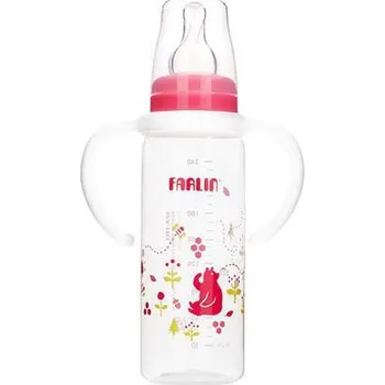 Kojenecká láhev Farlin Kojenecká láhev standart s držátkem 240 ml Růžová
