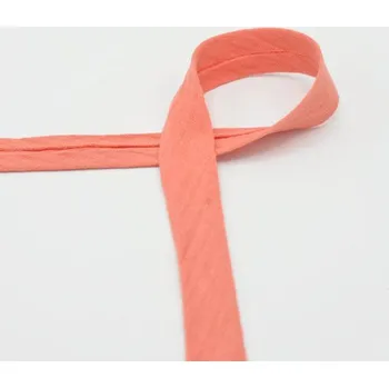 Šikmý proužek mušelínový, zažehlený, lososový, 20mm