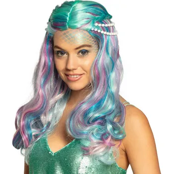 Karnevalová paruka Boland Paruka dámská duhová s perlami