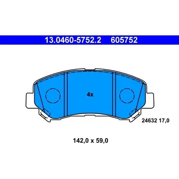 Brzdová destička Sada brzdových destiček, kotoučová brzda ATE 13.0460-5752.2