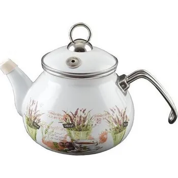 Hrnec Čajník smaltovaný Levandule 2 L (konvice na čaj smaltovaná s levandulovým dekorem -2 L čajník v provensálském stylu)