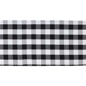 ubrus Glassor Kostkovaný běhoun na stůl bílý/černý 150 x 40 cm