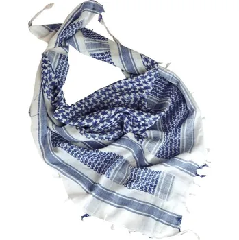 Šátek Palestinský šátek - bílomodrý (Palestinský šátek, arafat, shemagh, arab.&nbsp;Jedná se o šátek, který se dá použít jako šála, sukně nebo ručník, ale také jako ochrana hlavy před pouštním chladem, slunkem a pískem. )