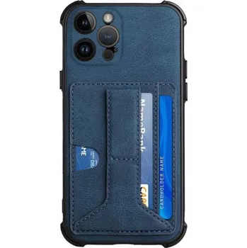 Pouzdro na mobilní telefon Kryt s kapsou na karty a stojánkem pro iPhone 13 Pro Max - modrý