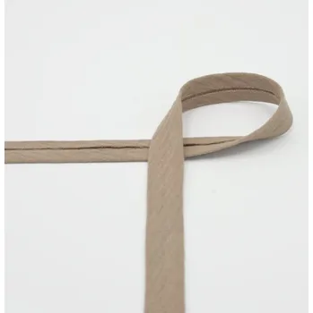 Šikmý proužek mušelínový, zažehlený, taupe, 20mm