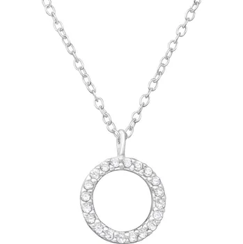 Náhrdelník Stříbrný náhrdelník Circle se Zirkony 9 mm Ag 925/1000