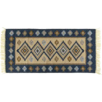 Koberec Kusový oboustranný vzorovaný koberec KILIM - ROMBY modrá 80x150 cm Multidecor