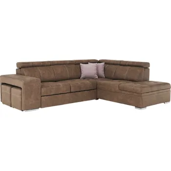 Sedací souprava Rozkládací rohová sedačka LANZAROTE hnědá