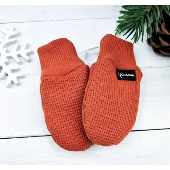 Rukavice Bezpalcové zateplené dětské rukavice - Teracota 0 - 6 M