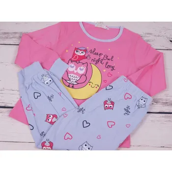 Dívčí pyžamo Pyžamo Kugo sovička růžové s fialkovou SVÍTÍ VE TMĚ velikost oblečení - děti: 110