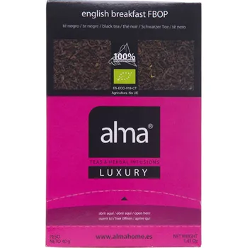 Nápoj Alma ENGLISH BREAKFAST sypaný černý čaj v pyramidách, 20 sáčků