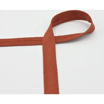 Šikmý proužek mušelínový, zažehlený, terakotový 037, 20mm