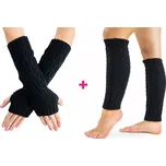 VFstyle černá sada pletených návleků na ruce a nohy