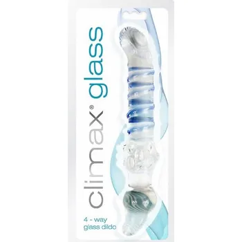 Vibrátor Topco Climax® Glass 4-Way Glass Dildo / skleněné dildo
