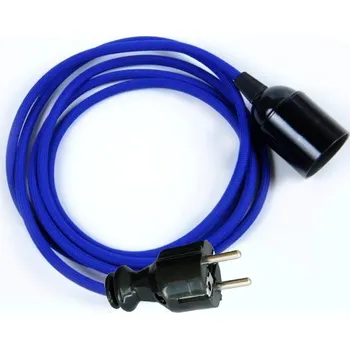 Příslušenství pro svítidlo Textilní kabel 2x0,75mm2 Modrý Tmavý M12 s objímkou a vidlicí