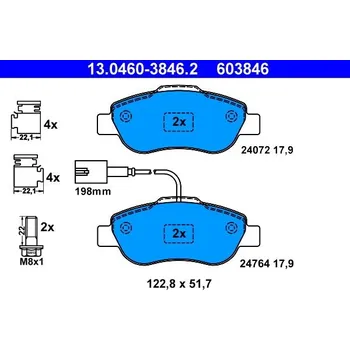 Brzdová destička Sada brzdových destiček, kotoučová brzda ATE 13.0460-3846.2