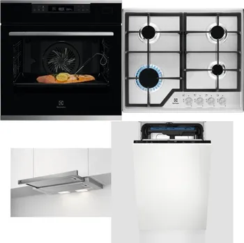 Set domácích spotřebičů ELECTROLUX KOBCS31X + ELECTROLUX KGS6426SX + ELECTROLUX LFP326S + ELECTROLUX EEM23100L