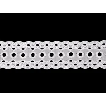 Krajka Bavlněná madeira - štykování vsadka šíře 40 mm, barva Off White