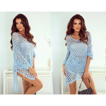 Dámská halenka Fashionweek Nádherná, prolamovaná asymetrická tunika EVA Barva: Modrá, Velikost: Universal