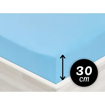 Prostěradlo Jersey napínací prostěradlo na vysokou matraci JR-017 Azurově modré 140 x 200 - výška 30 cm