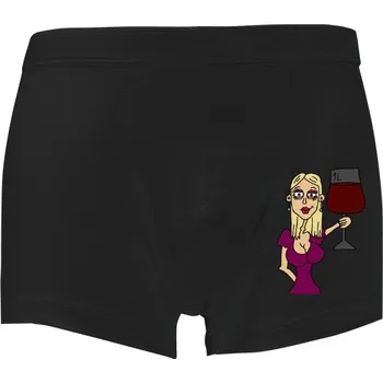 Pánská móda Boxerky Kariban s potiskem Víno -Jarmila s vínem pánské