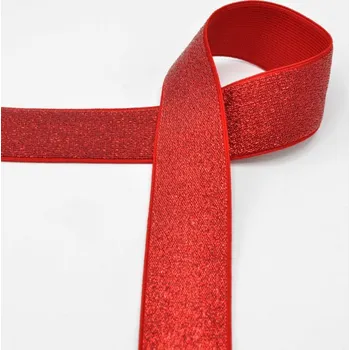 Textilie Pruženka červená lurexová, 40mm
