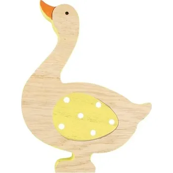 Vánoční dekorace Husa dřevěná na postavení 16 cm žlutá