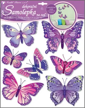 Samolepící dekorace Anděl Přerov Samolepky na zeď motýli fialoví 30,5 x 30,5 cm