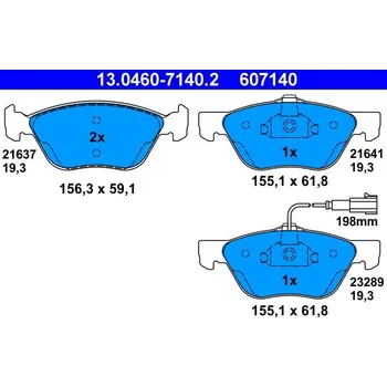 Brzdová destička Sada brzdových destiček, kotoučová brzda ATE 13.0460-7140.2