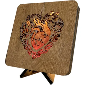 Lampička "Srdce" lampa 19x19cm provedení povrchu: dub