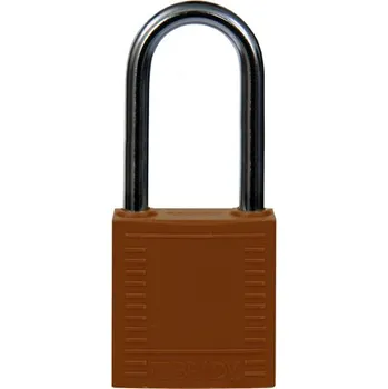 Visací zámek Nylonové zámky s 38 mm hliníkovým okem, hnědá, 6 ks