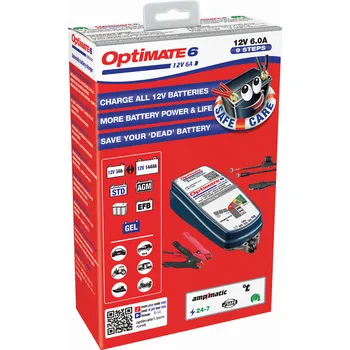 Auto-moto Automatická nabíječka pro 12V olověné/kyselinové baterie TECMATE OPTIMATE 6 TM360 12V6A