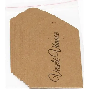 Dárková visačka Visačka kraftová - Veselé Vánoce - 10 ks