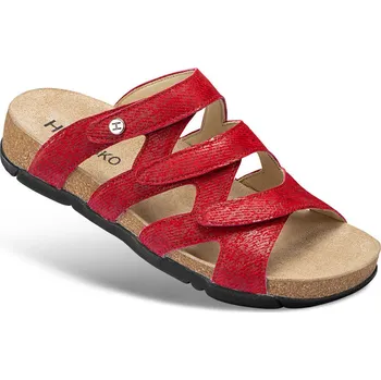 Dámská zdravotní obuv Dámské pantofle s pásky na suchý zip, velurová useň, červená, velikost: 42