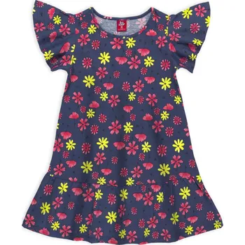 Dívčí šaty Dívčí šaty BEE LOOP HAPPY FLOWER tmavě modré Velikost: 128