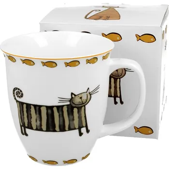 Porcelánový hrnek Kočky a rybky 600 ml (Hrnek s kočkou, kočka)