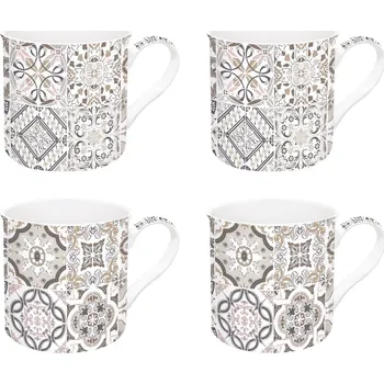 Easy Life, Itálie Easy Life - Porcelánové hrnky Casa Decor Grey v dárkové krabičce 4 ks - 300 ml Barva: jako na obrázku