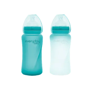 Everyday Baby skleněná láhev s termo senzorem 240 ml, Turquoise
