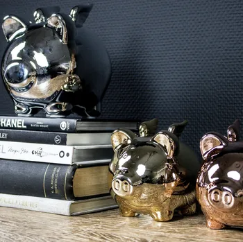 Pokladnička Pokladnička stříbrné prasátko s křídly M - 14,5*12*15cm