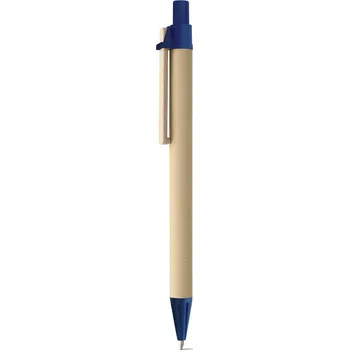 NAIROBI. Kuličkové pero z kraftového papíru s dřevěným klipem - Modrá