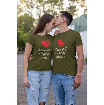 Trička pro páry Chybějíci kousek Barva: Khaki, Dámska velikost: 2XL, Pánska velikost: 2XL