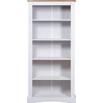 Knihovna Knihovna Corona s 5 policemi 81 x 40 x 170 cm bílá/mexická borovice
