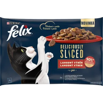 Pro kočku FELIX Deliciously Sliced lahodný výběr v želé 4 x 80g
