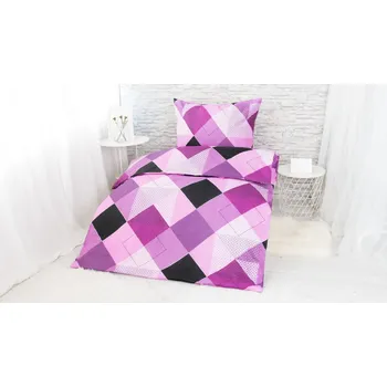 Povlečení Bavlněné povlečení ELVÍNA FIALOVÁ 140x200 70x90 cm