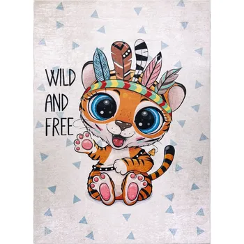 Koberec Dywany Łuszczów Dětský kusový koberec Bambino 1960 Tiger indian white Rozměry koberců: 80x150