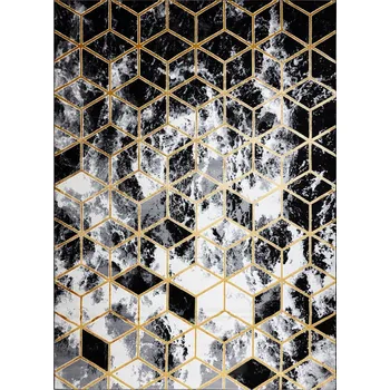 Koberec Kusový koberec Gloss 409A 82 3D cubes black/gold/grey, 240x330, černobílá, kancelář, Dywany Łuszczów - 1 rok na vrácení + DOPRAVA ZDARMA k Vám i zpět
