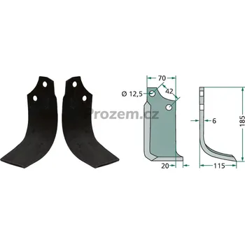 Pracovní nůž Frézovací klenutý nůž levý pro Sicma, 42/12,5/185 mm