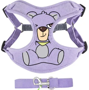 Postroj pro psa Fialový nylonový postroj pro psa s reflexními prvky - Méďa Velikost: M