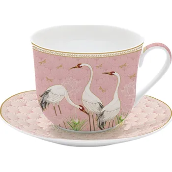 Easy Life, Itálie Easy Life - Porcelánový hrnek s podšálkem Dancing Herons v dárkové krabičce - 400 ml Barva: jako na obrázku